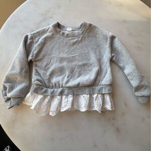 GAP Kids Gray Sweatshirt with White Lace Hem
